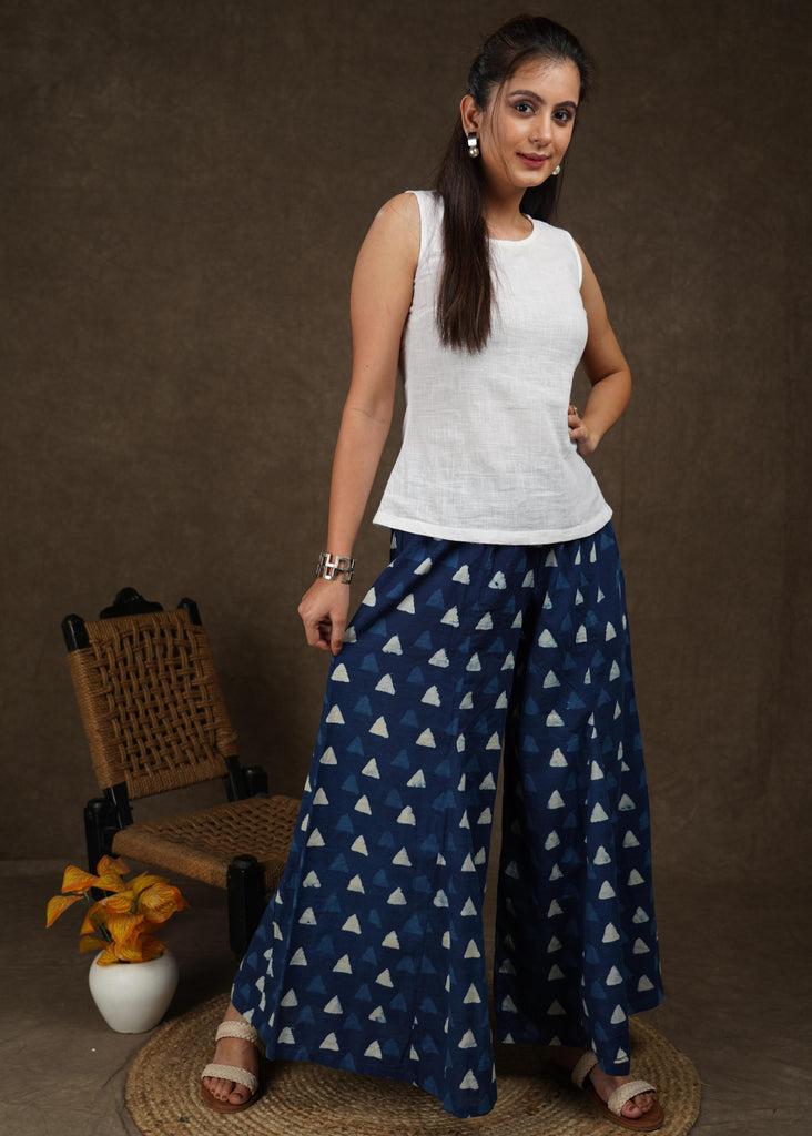 Classy indigo wide leg palazzo pant
