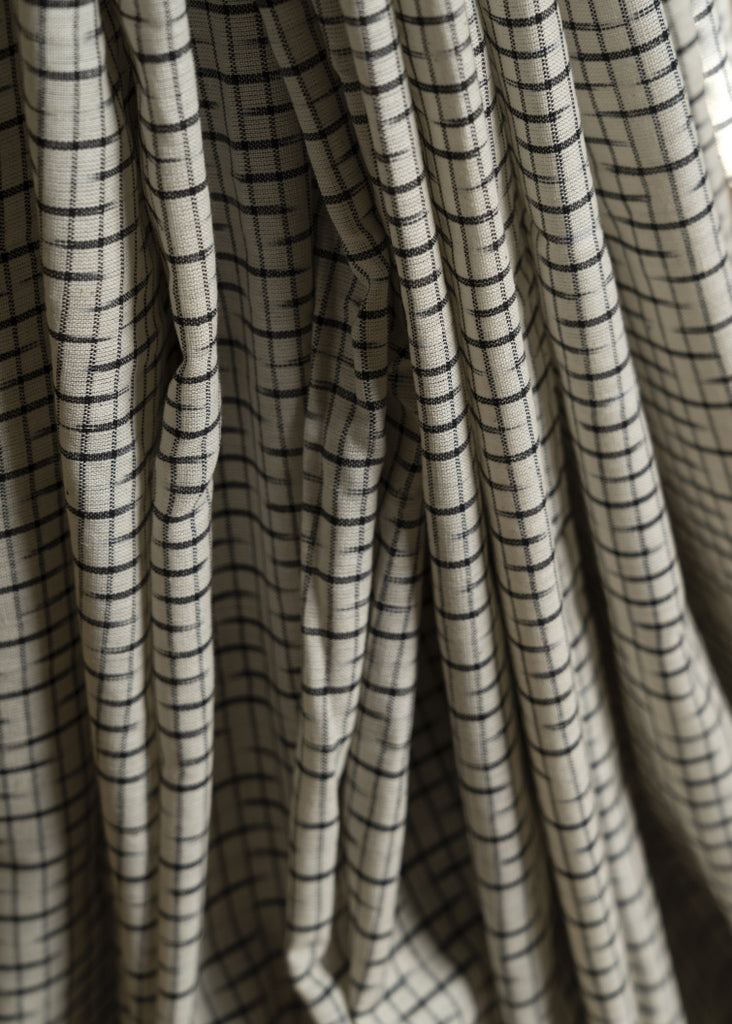 White Pure Cotton Ikat Fabric