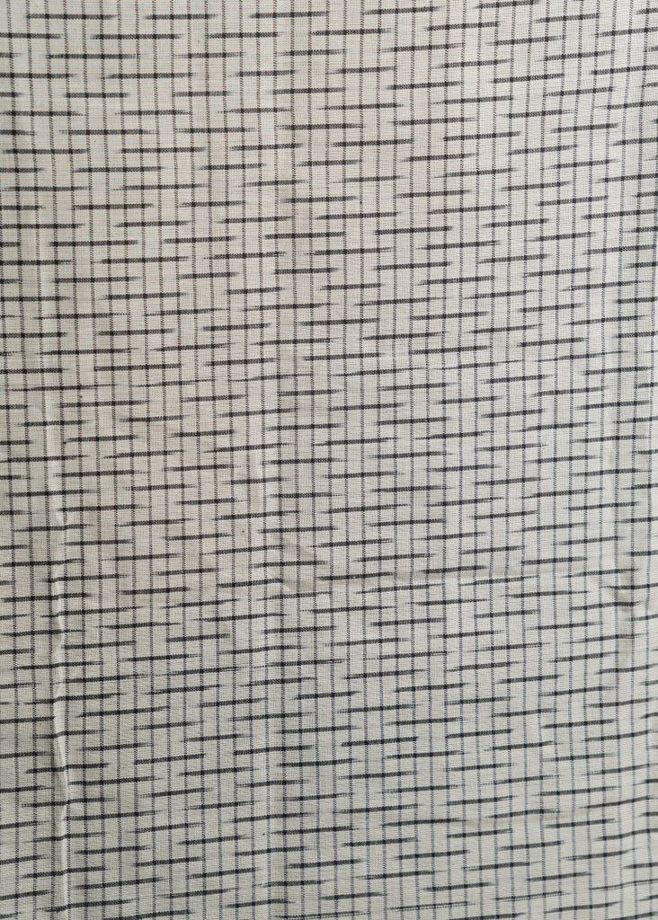 White Pure Cotton Ikat Fabric