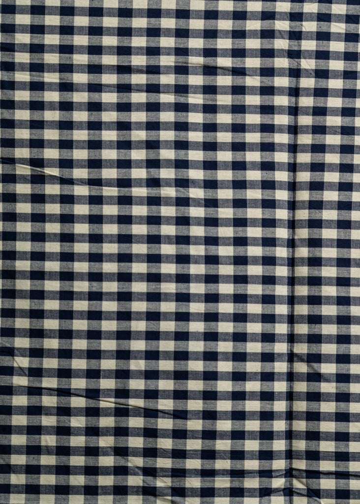 Blue and White Checks Pure Cotton Fabric