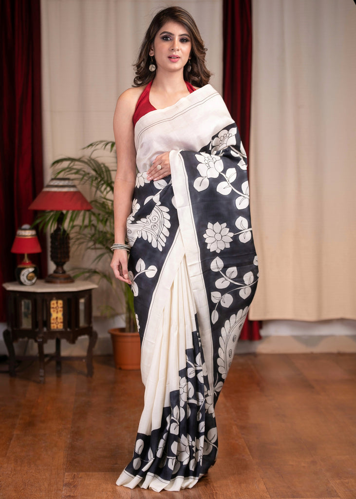 Exclusive pure silk kalamkari design printed saree