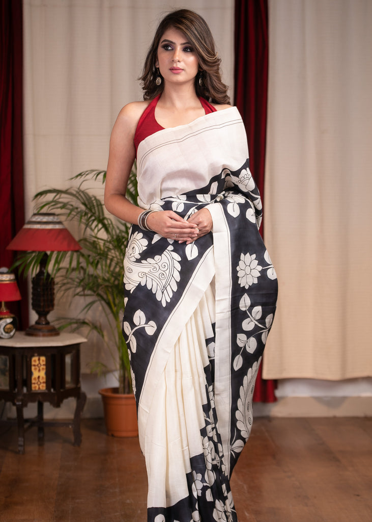 Exclusive pure silk kalamkari design printed saree