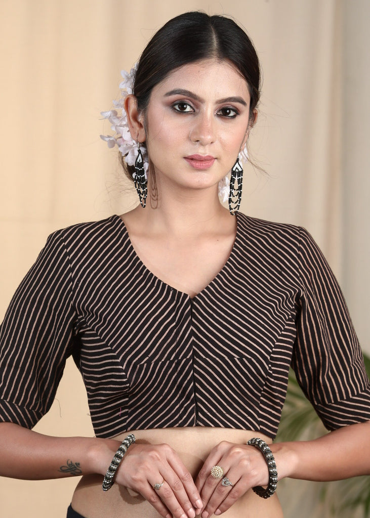 Classy Cotton Ajrakh Striped Blouse