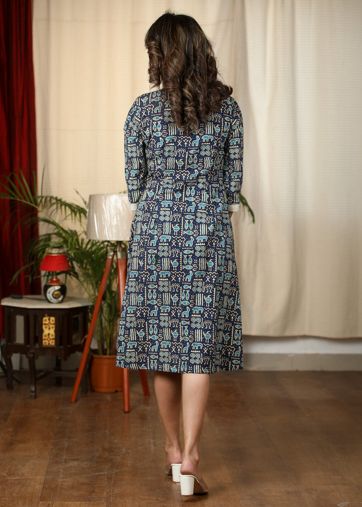 Exclusive Ajrakh printed designer dress