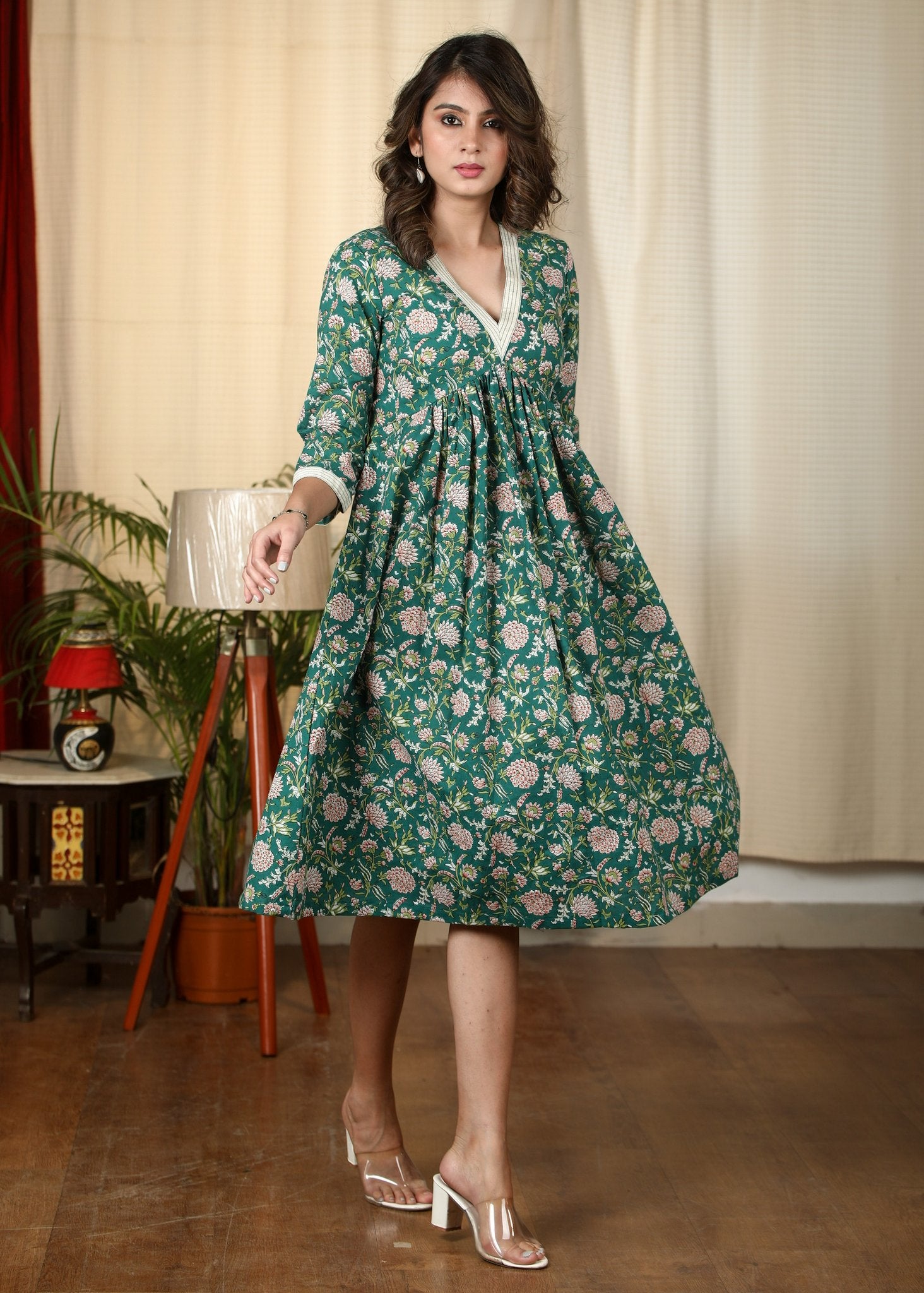 jaipur cotton dress Handloomed Blue Cotton Dress from India
