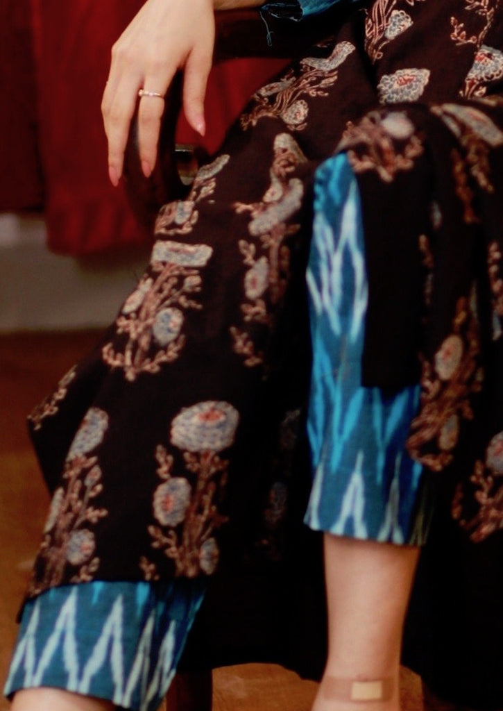 Exclusive blue zig zag ikat pants