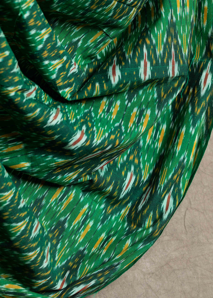 Green Cotton Ikat Fabric