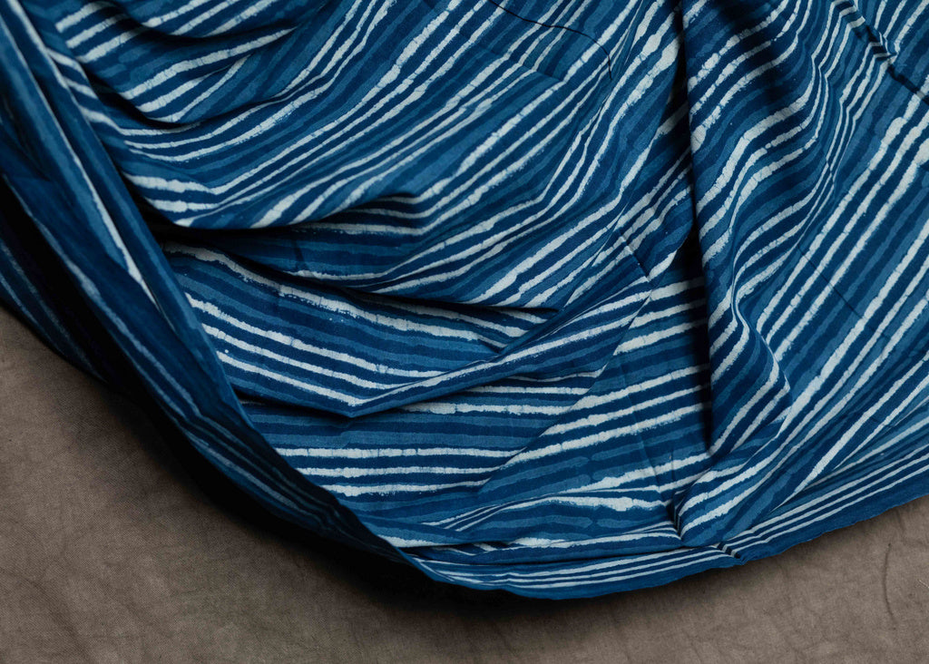 Cotton Striped Indigo Fabric