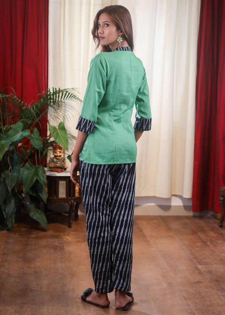 Hand Painted Pista Green Top