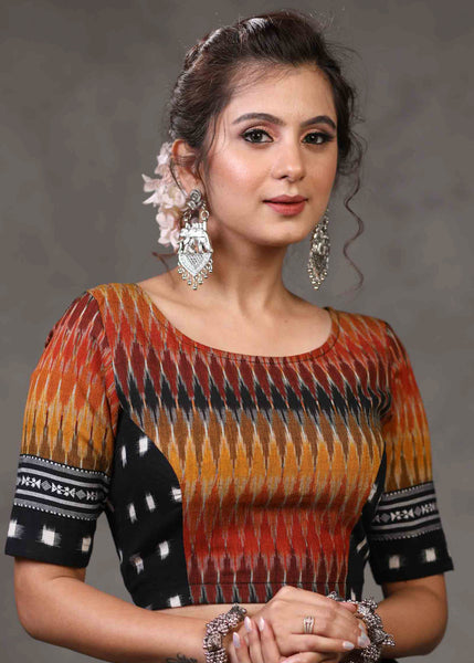 Elegant Ikat Combination Blouse with Beautiful Fisheye Back