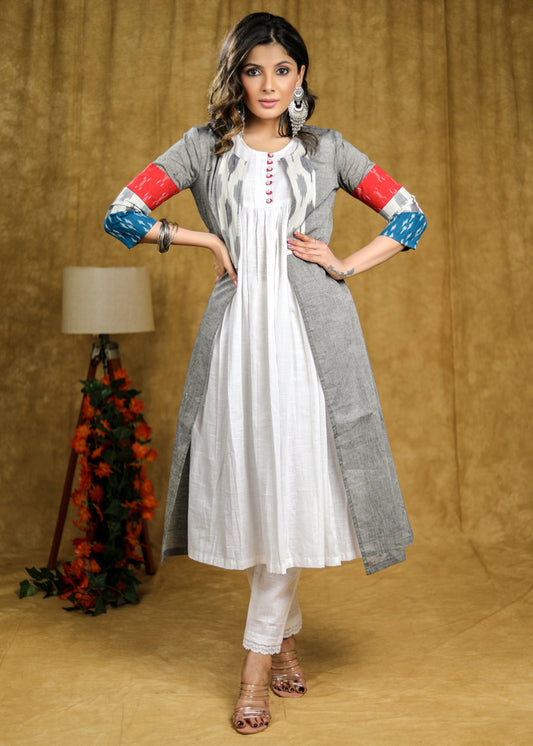 Delicate White Cotton Sleeveless Kurta