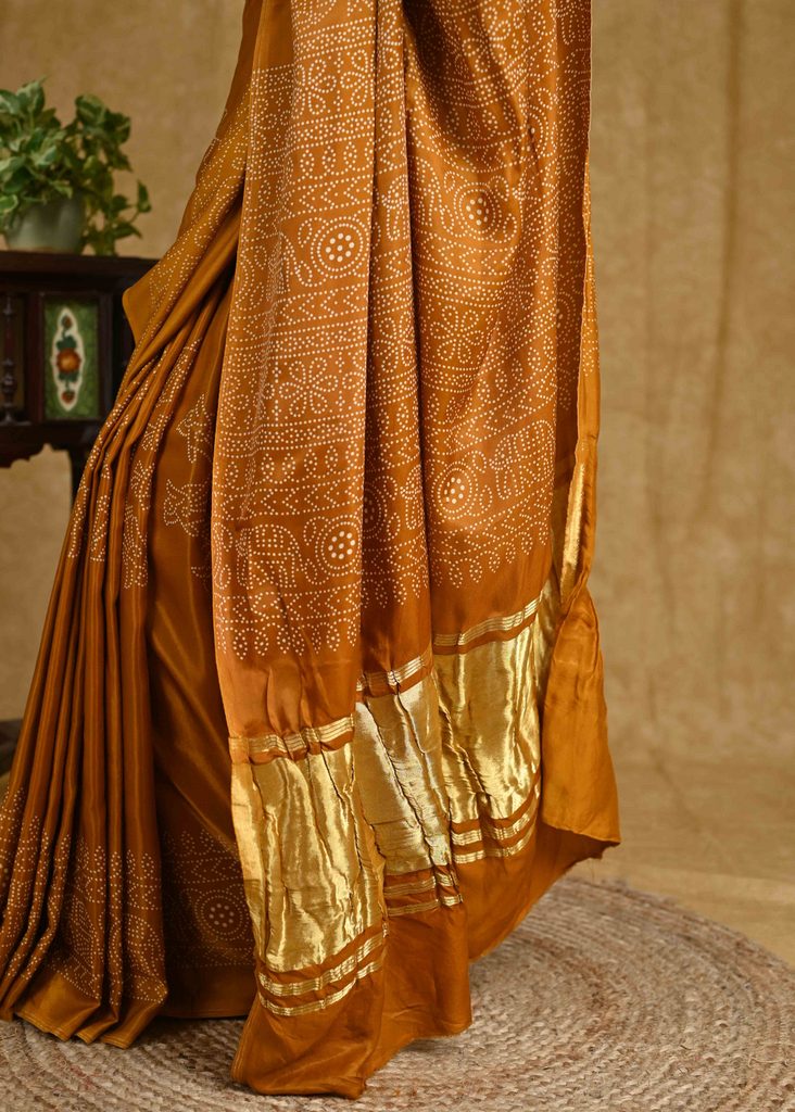 Chic Mustard Ajrakh Print Modal Saree