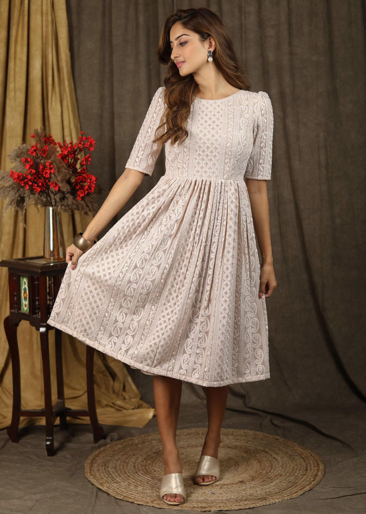 Beautiful Beige chikankari dress
