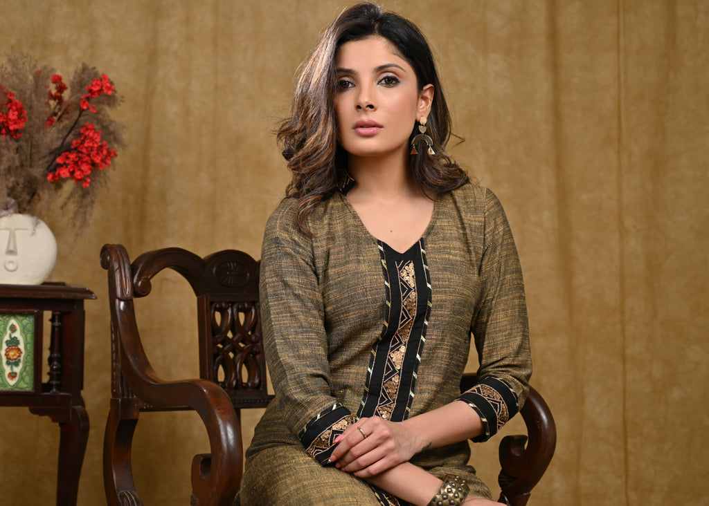 Classy Pure Cotton Straight Cut Tunic with Beautiful Hand Embroidery