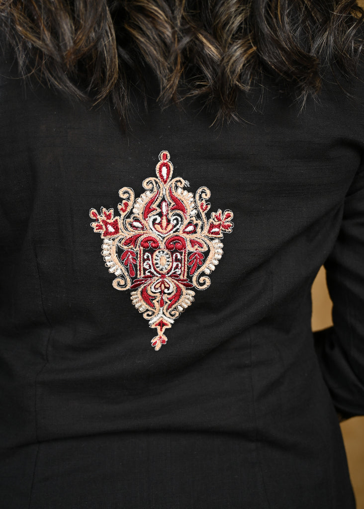 Beautiful Embroidered Black Cotton Tunic