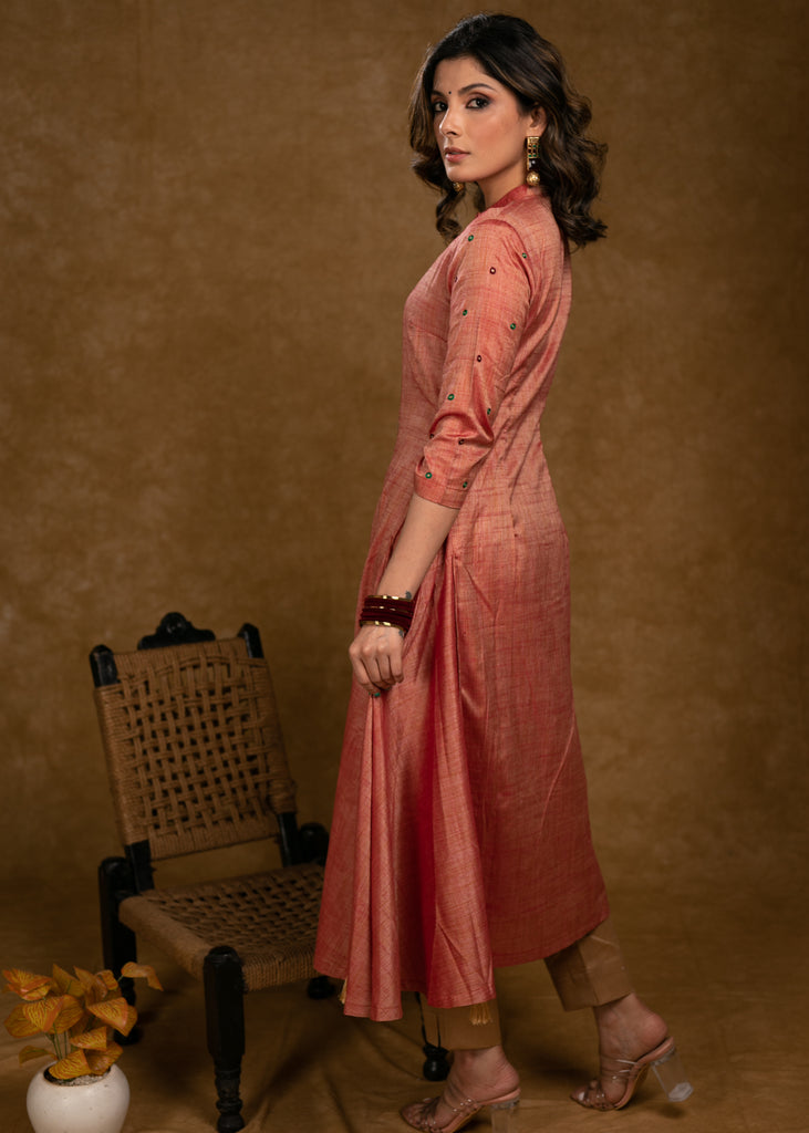 Exclusive Assam Silk Kurta with Beautiful Peacock Embroidery Motifs - Pant Optional