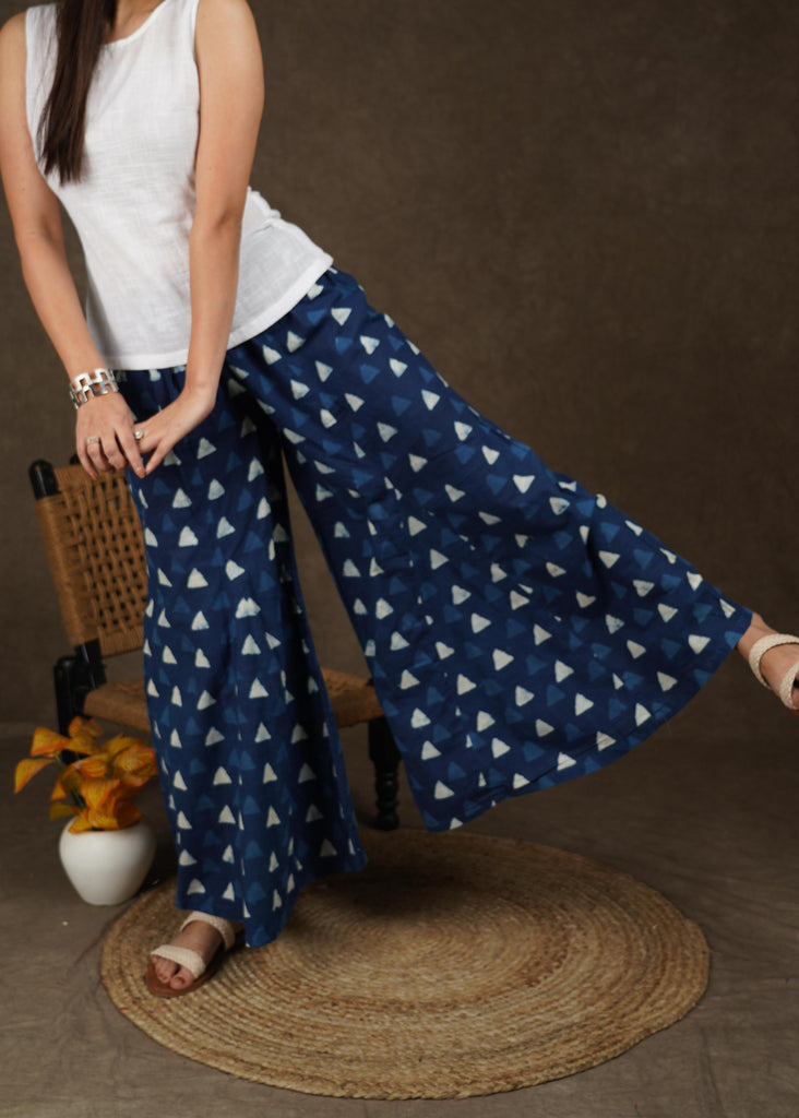 Classy indigo wide leg palazzo pant