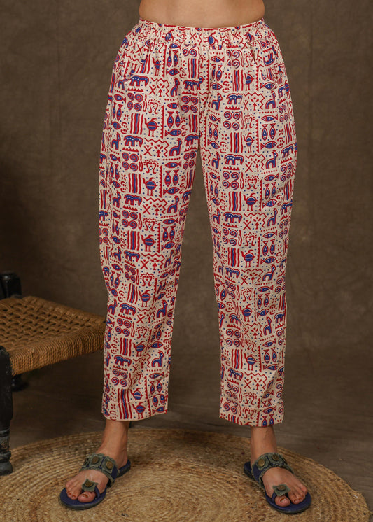 Smart casual animal print straight fit trouser