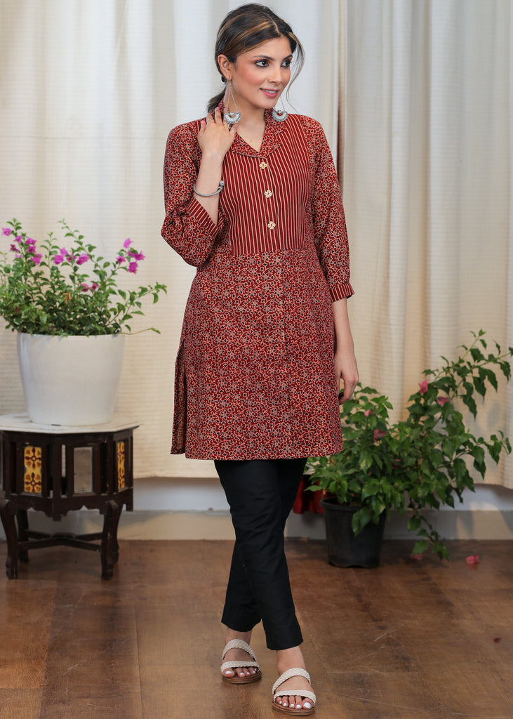 Standout Cotton Ajrakh Combination Tunic