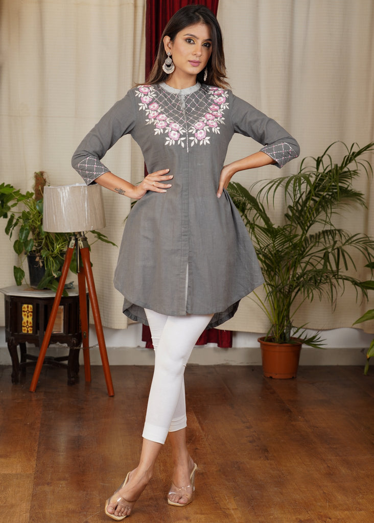 Stylish Embroidered Cotton short Kurta