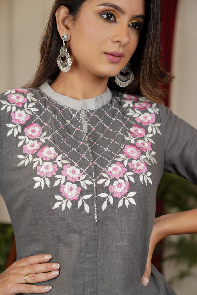 Stylish Embroidered Cotton short Kurta
