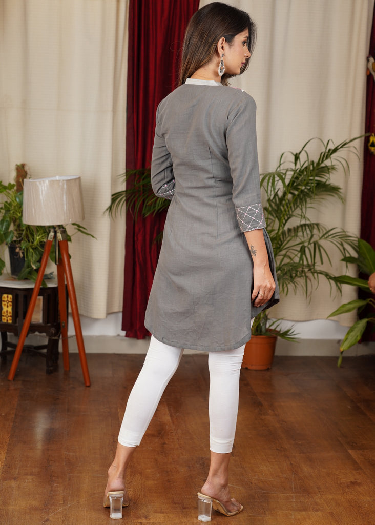 Stylish Embroidered Cotton short Kurta