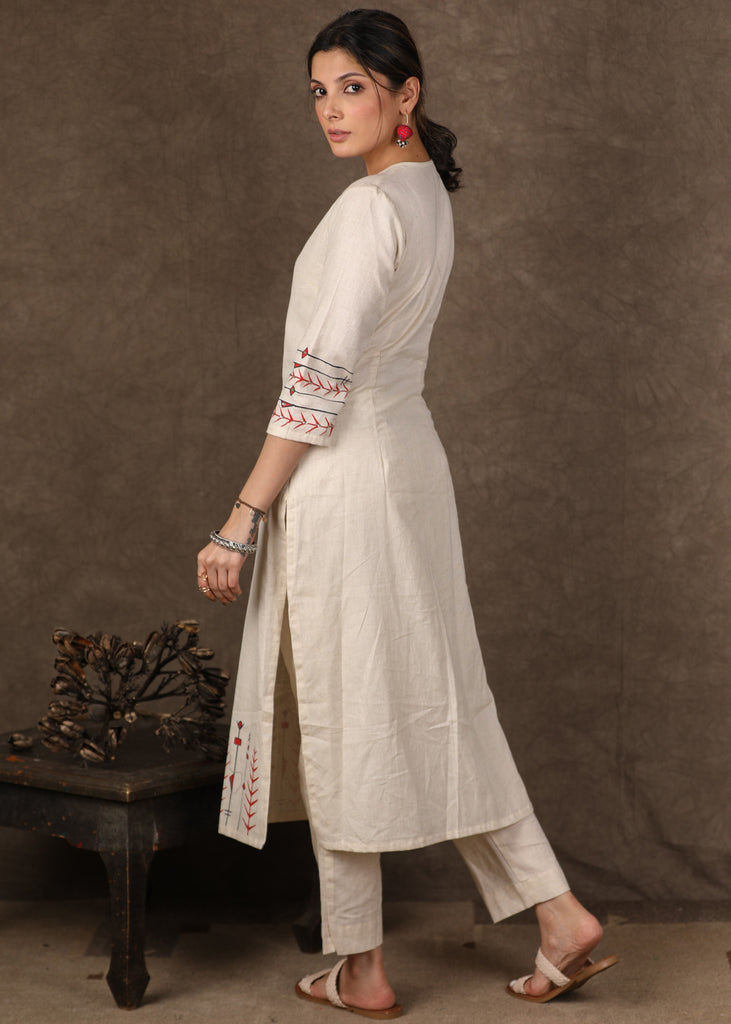 Exclusive Hand Painted Kurta with Ajrakh Nehru Jacket - 2 Piece (Kurta & Jacket Set) Pants Optional