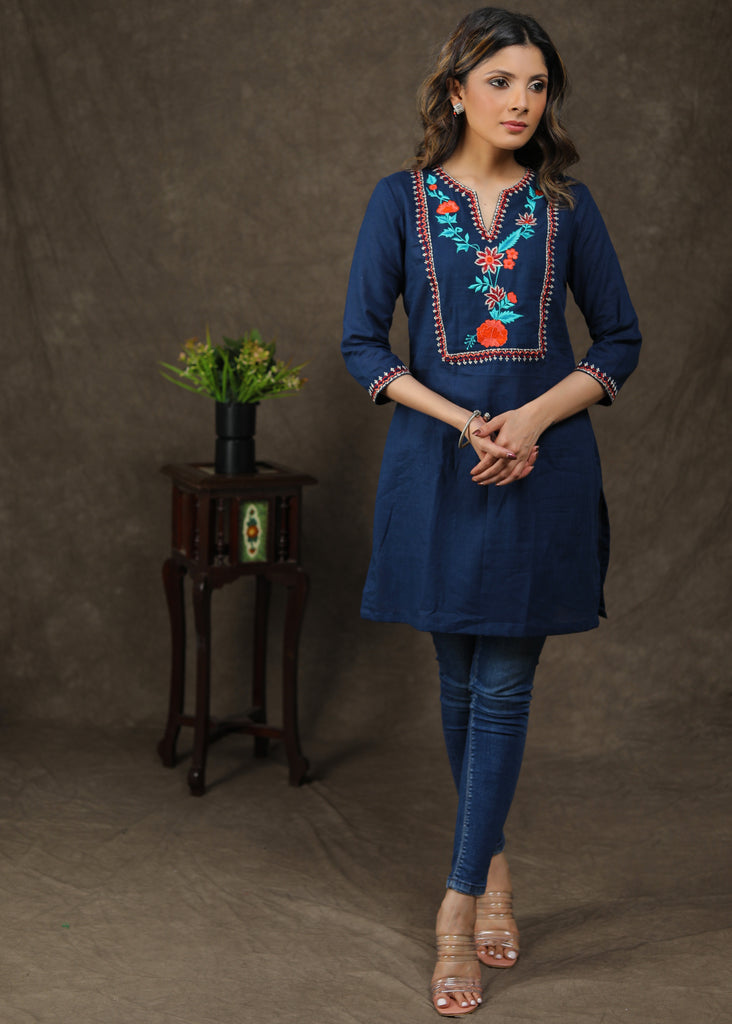 Pretty Cotton Tunic With Beautifully Embroidered Yoke