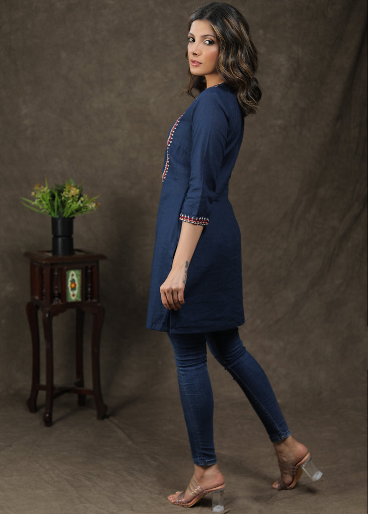 Pretty Cotton Tunic With Beautifully Embroidered Yoke