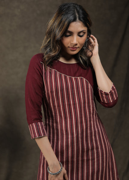Trendy Cotton Ajrakh Tunic With Kantha Stitch