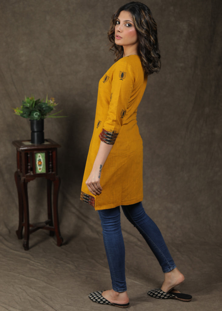 Beautiful Hand painted Cotton and Ikat Combination Tunic