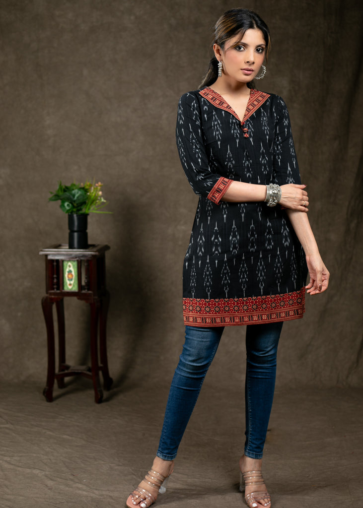 Graceful Ikat and Ajrakh Combination Tunic