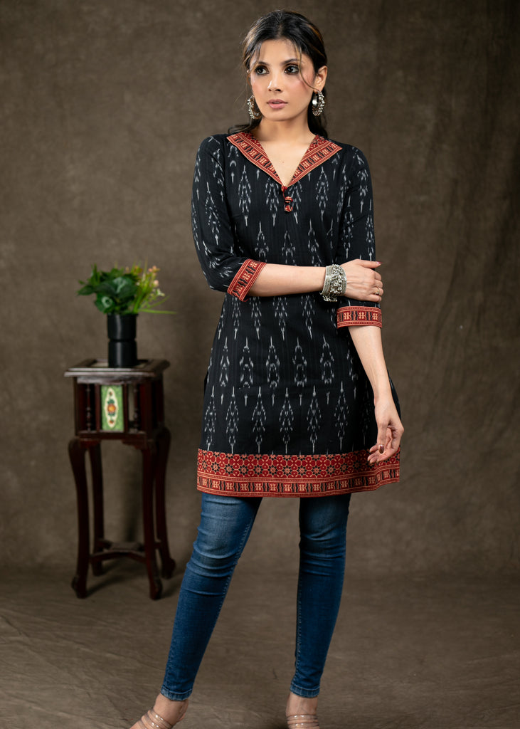 Graceful Ikat and Ajrakh Combination Tunic
