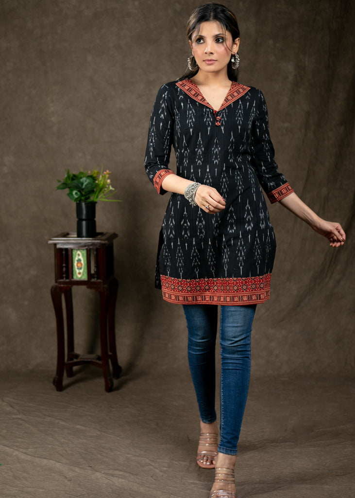 Graceful Ikat and Ajrakh Combination Tunic