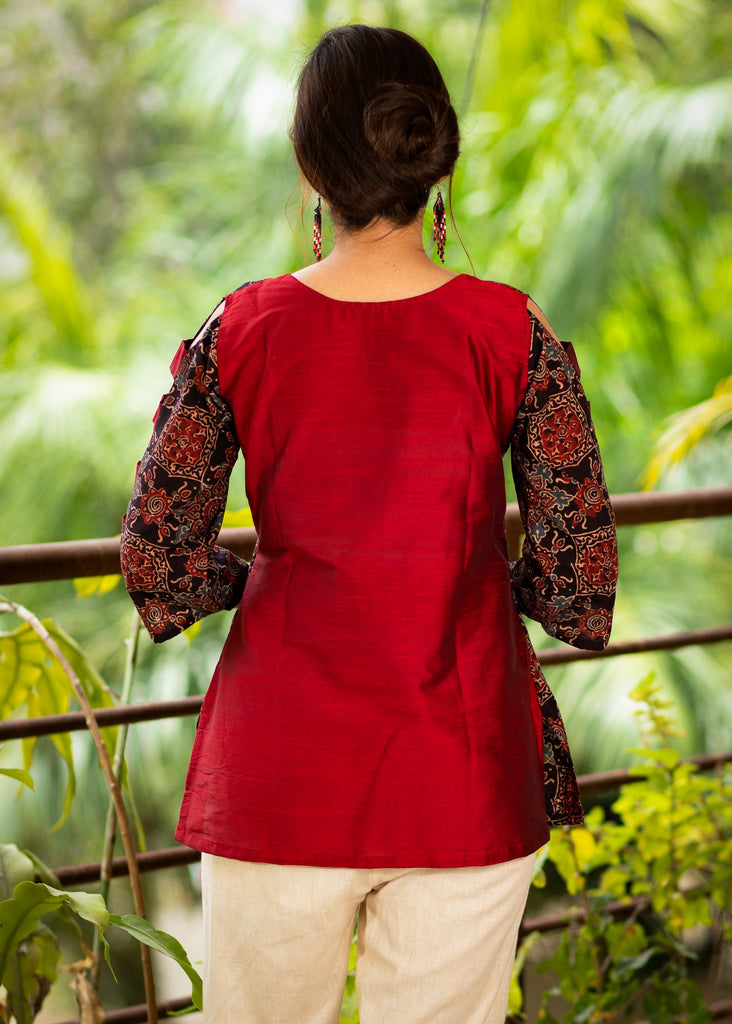 Exclusive black Ajrakh block printed designer top