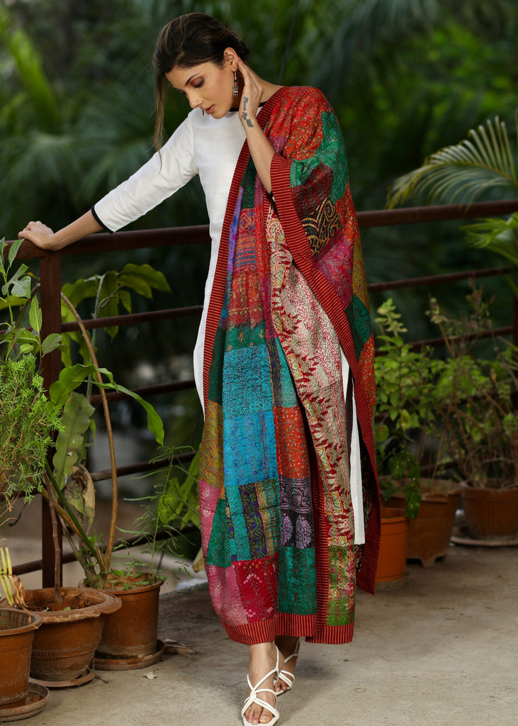 Elegantly Patch worked Silk finish Dupatta