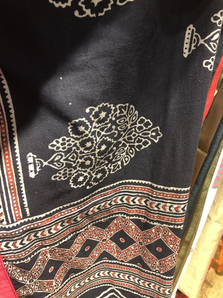 Exclusive hand printed Ajrak saree