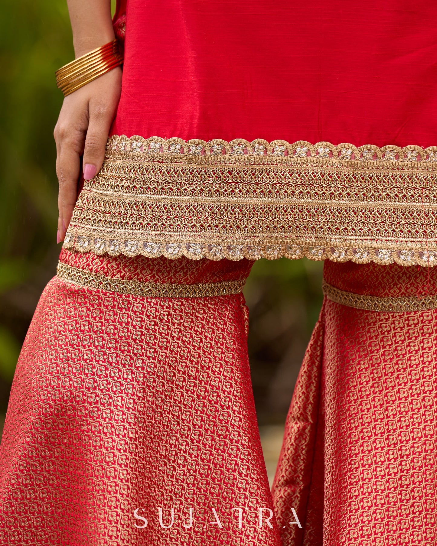 Red Brocade Pant