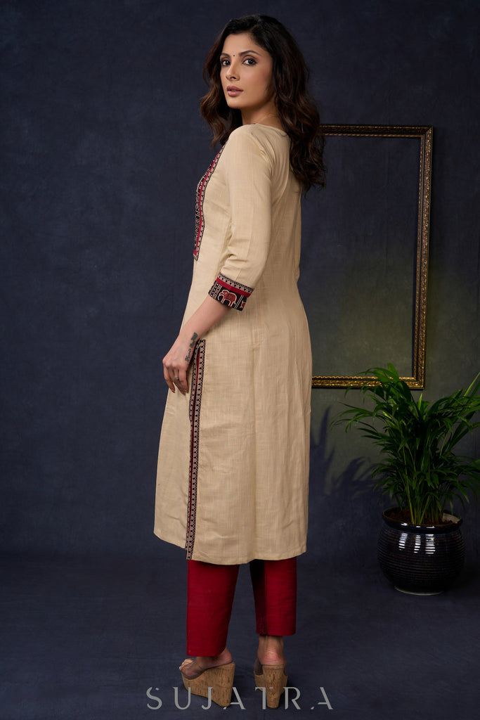 Maroon Cotton Silk Pant