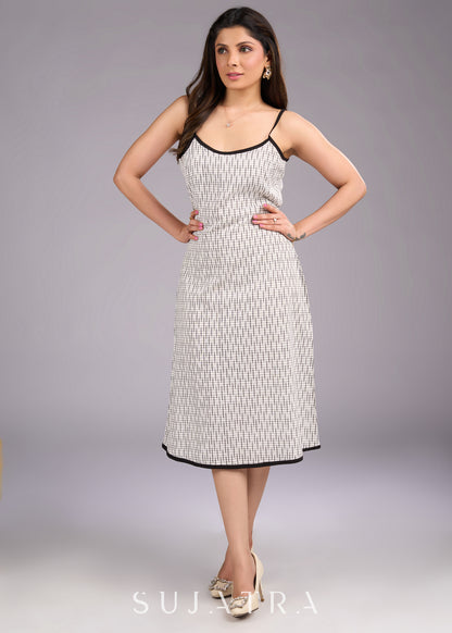 Strap into Style White Ikat Cotton Dress - Embroidered jacket Optional