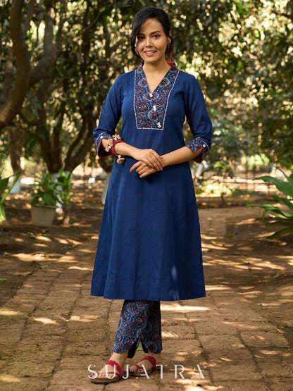 Blue Cotton Pant