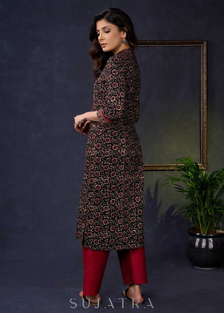 Maroon Cotton Silk Pant