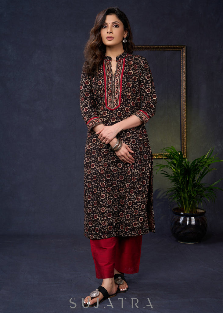 Maroon Cotton Silk Pant