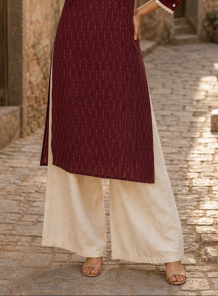 Ivory Cotton Flex Relaxed Fit Straight Pant