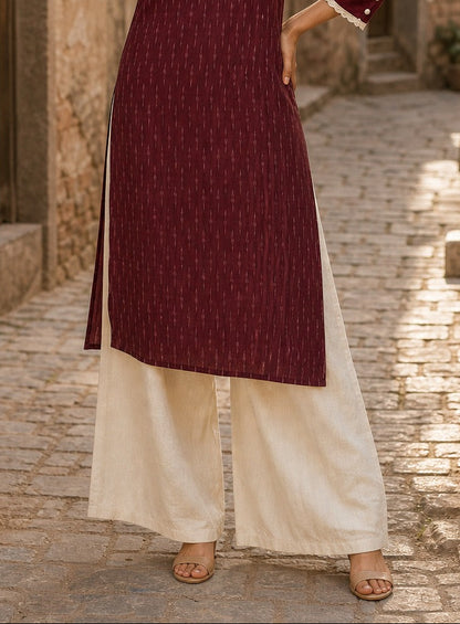 Ivory Cotton Flex Relaxed Fit Straight Pant