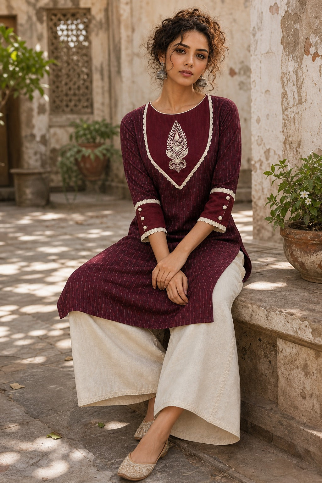 Ivory Cotton Flex Relaxed Fit Straight Pant
