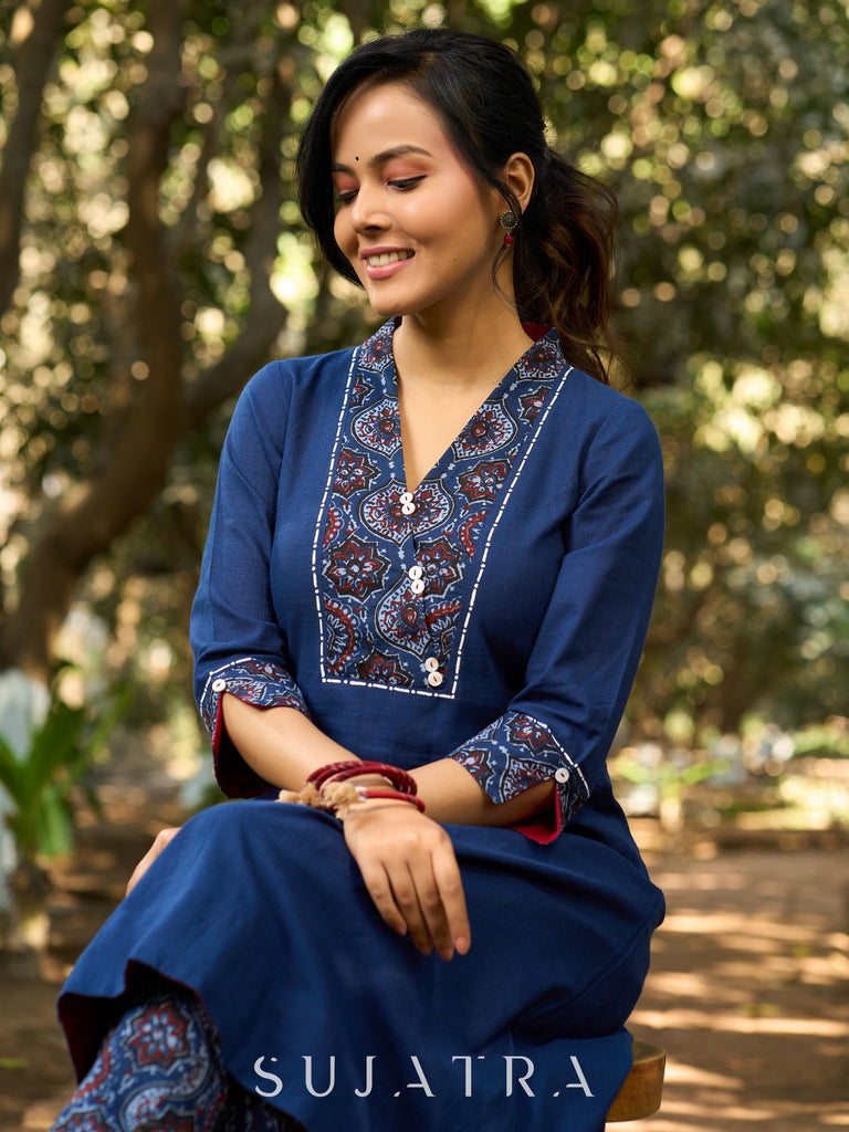 Blue Cotton Pant