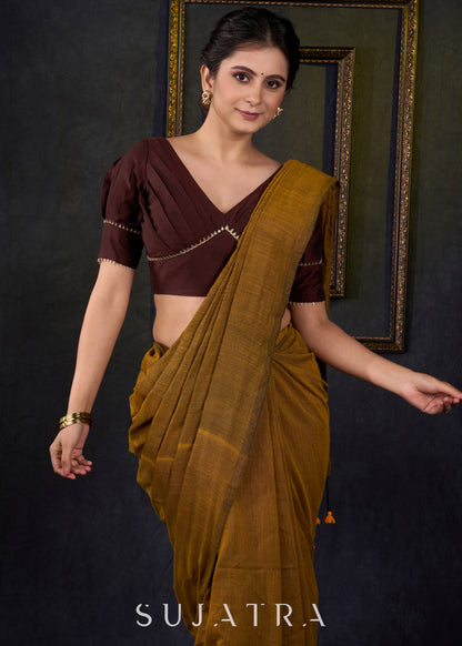 Classy Coffee Brown Designer Blouse - Optional Plain Saree