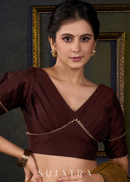 Classy Coffee Brown Designer Blouse - Optional Plain Saree