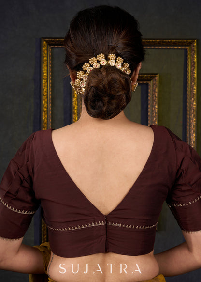 Classy Coffee Brown Designer Blouse - Optional Plain Saree